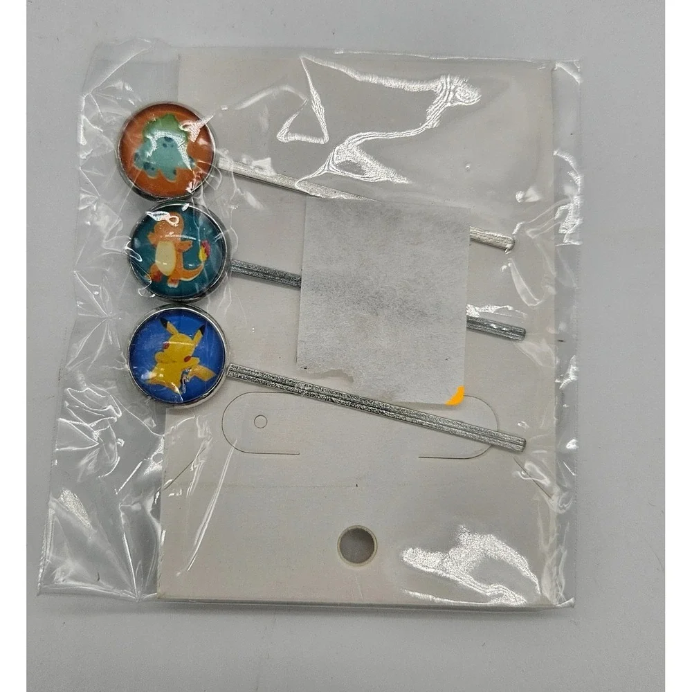 Pokemon Hair Pins Set of 3 Pikachu Charmander Bulbasaur‎ Accessories New